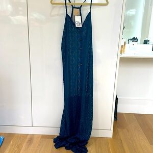 Chaser‎ blue lace maxi with nude lining size medium